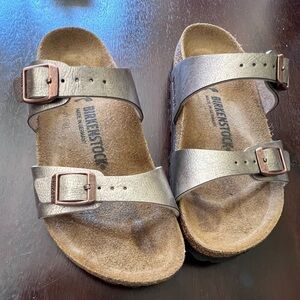 Birkenstock Kids Metallic Bronze Double Strap Sandals